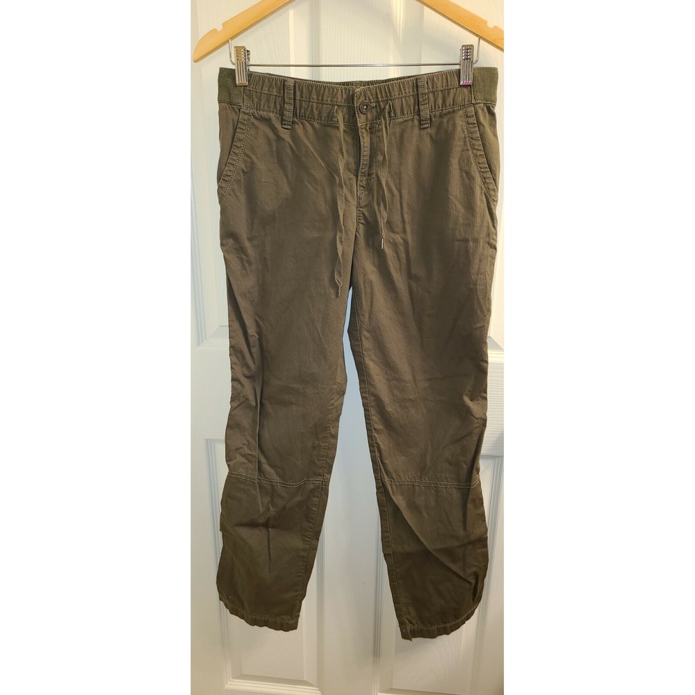 Olive Green‎ Casual Pants Size 2 Drawstring Waist Cropped Length Everyday Style